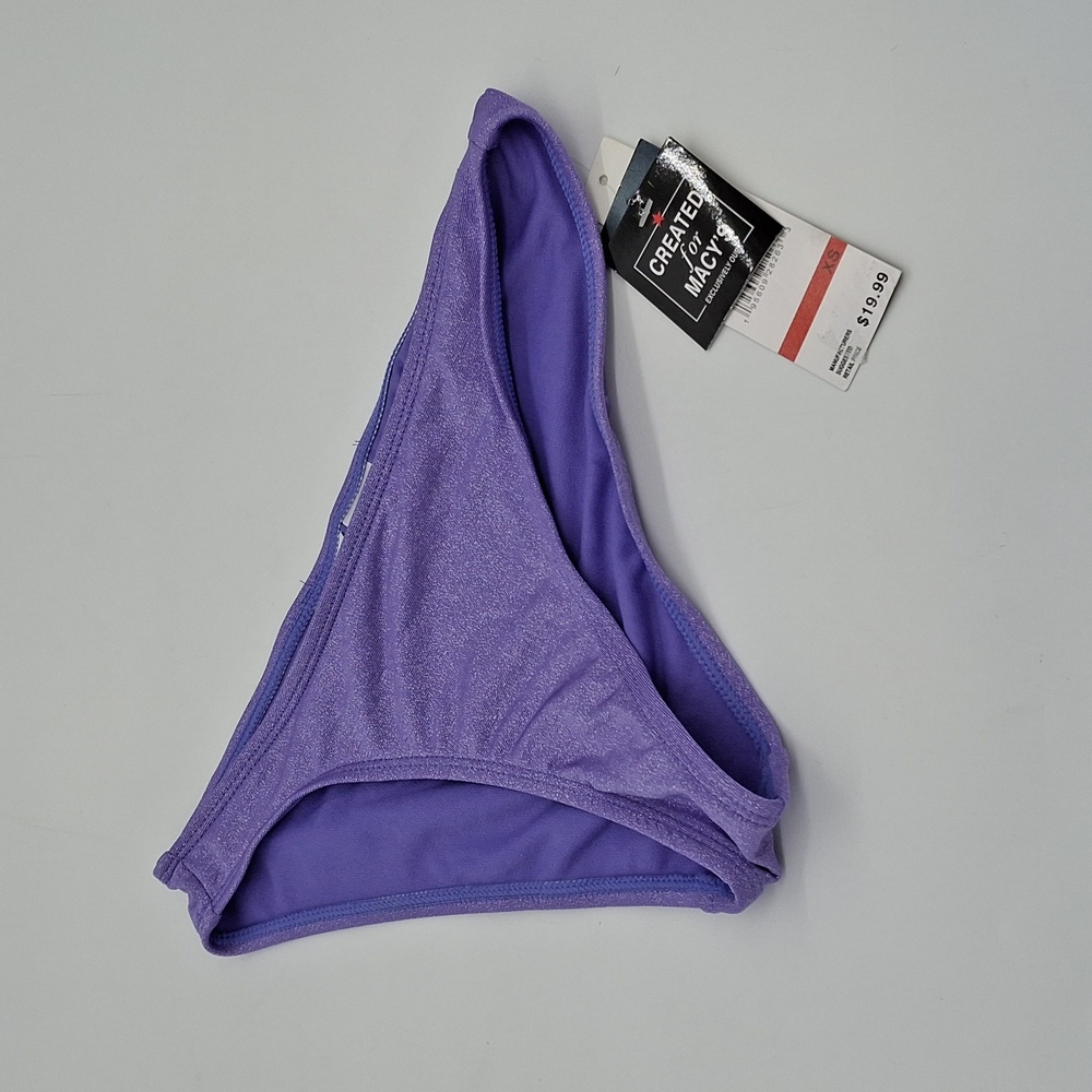 California Waves Metallic Shine Hipster Bottom Bikini Purple XS